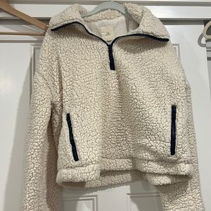Cream Sherpa half zip jacket